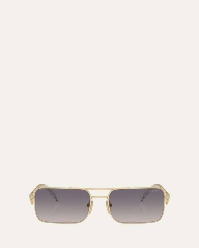 Double-Bridge Metal Square Sunglasses